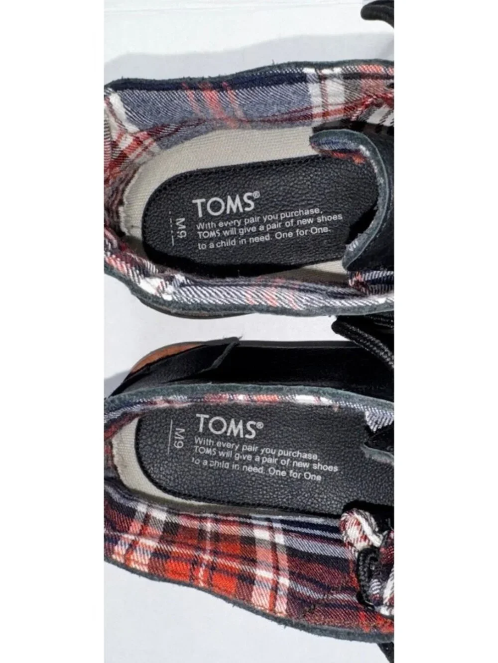 Toms Mens Plaid Lined Embossed Leather Chukka Lace Up Ankle Boots Black Sz 9 EUC
